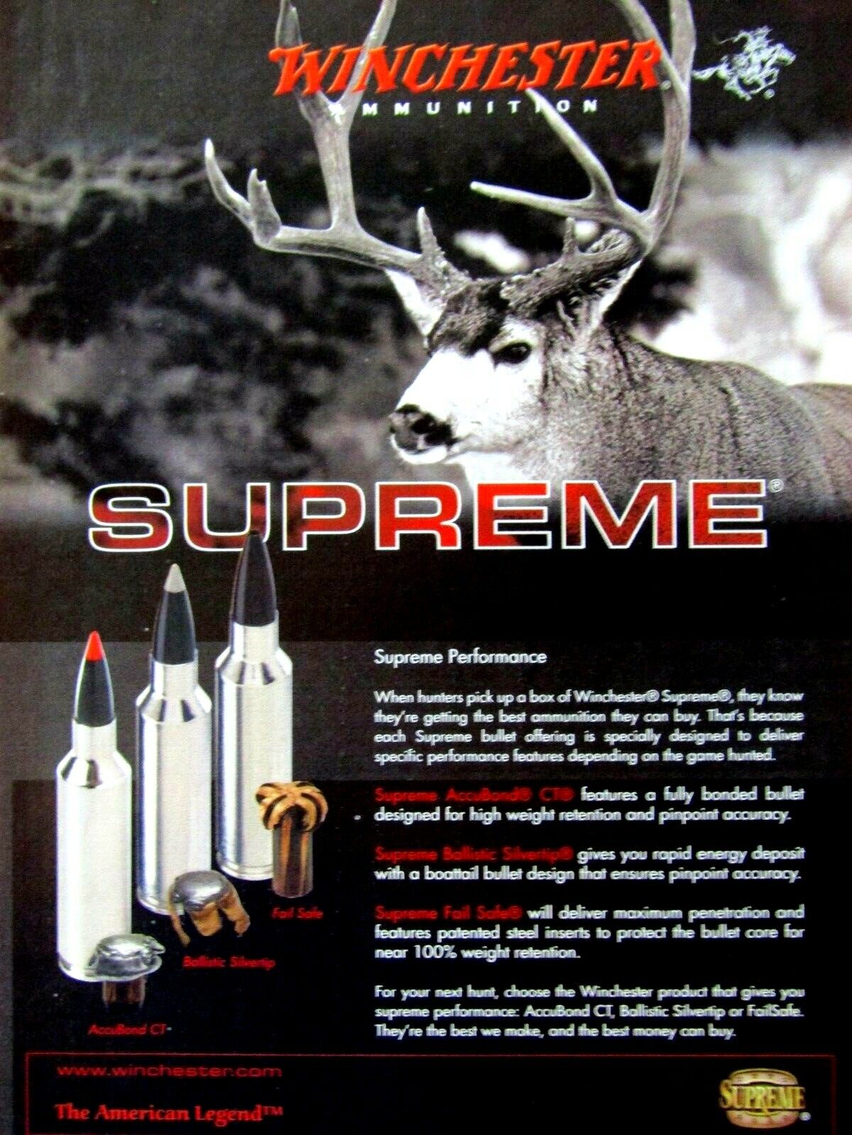 2005 Winchester Supreme Ammunition Original Print Ad 8.5 x 11\