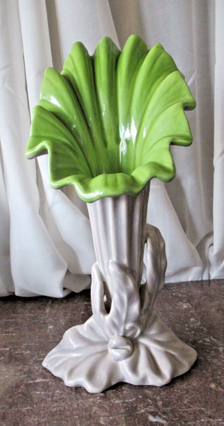 Vintage 1950 Royal Haeger Lily vase in Silver Spray and Chartreuse 14\