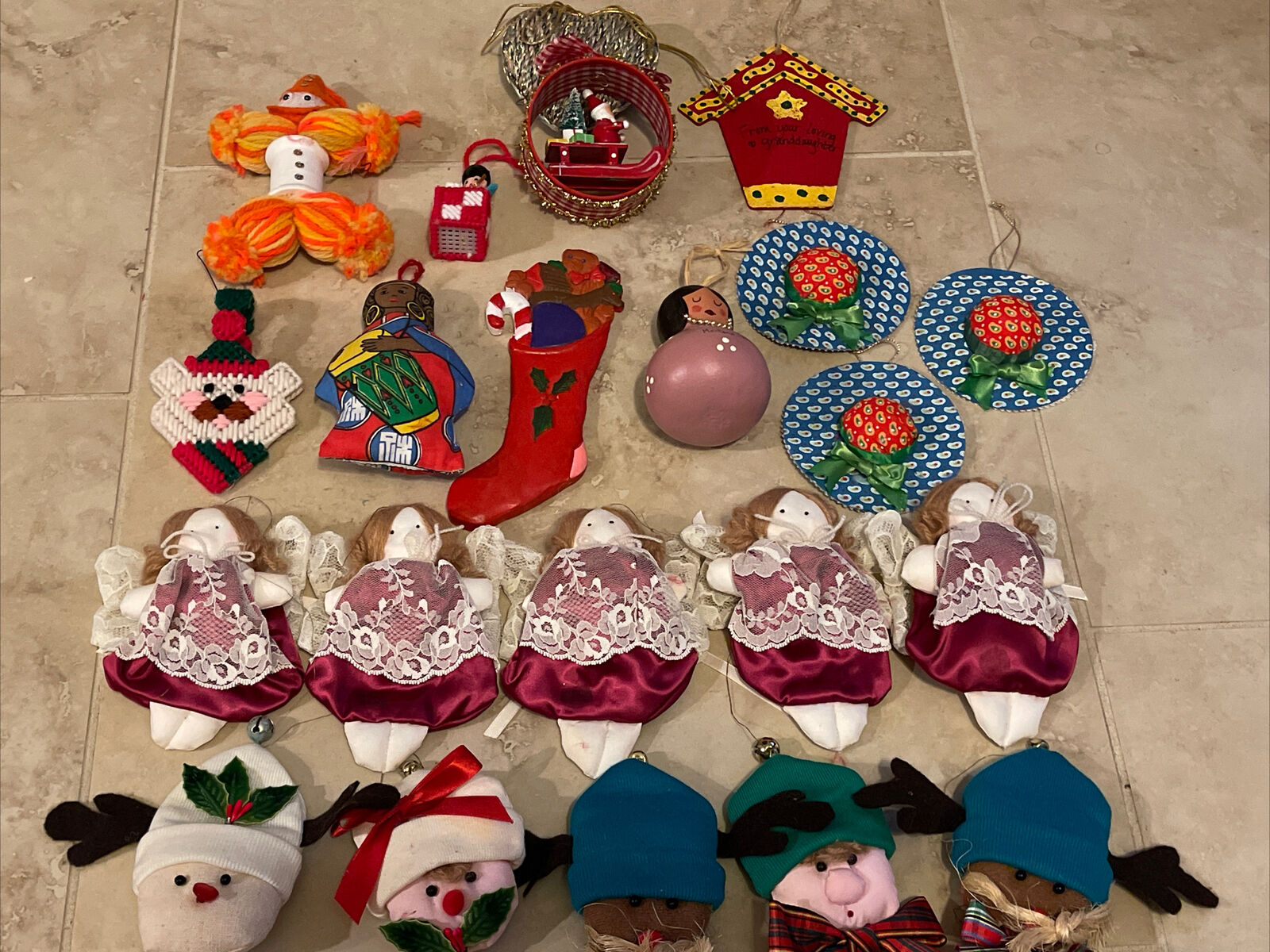 Vintage Handmade Christmas Ornaments Lot Of 22 OOAK All Excellent Condition