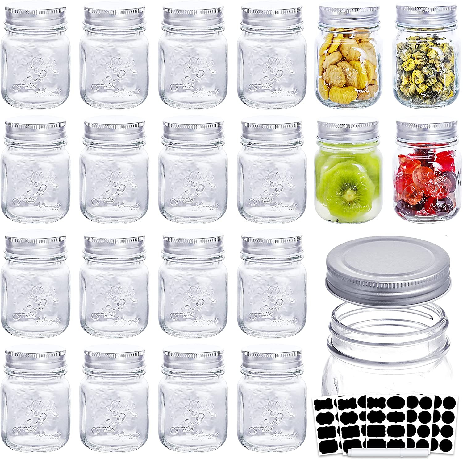 Glass Jars with Lids,Spice Jars,Small Mason Jars Regular Mouth Set of 20 6Oz