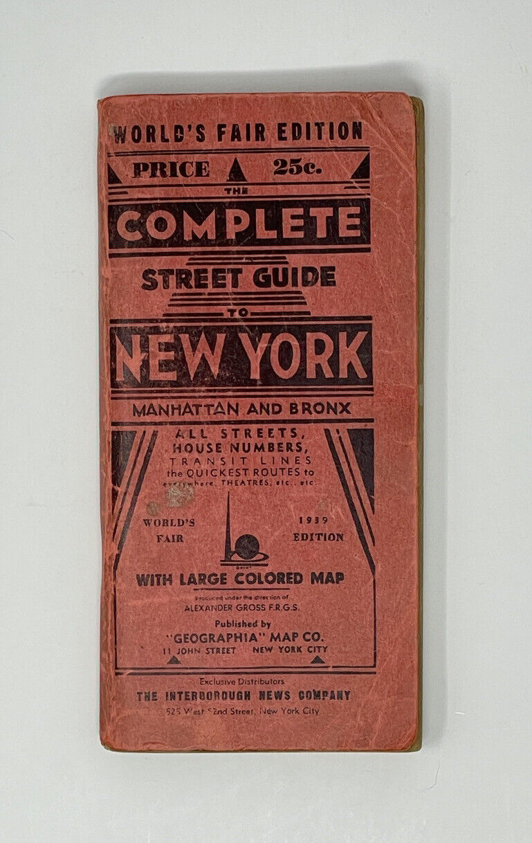 1939 New York World\'s Fair Street Guide Map Railroad House Numbers 1st Ed - RARE