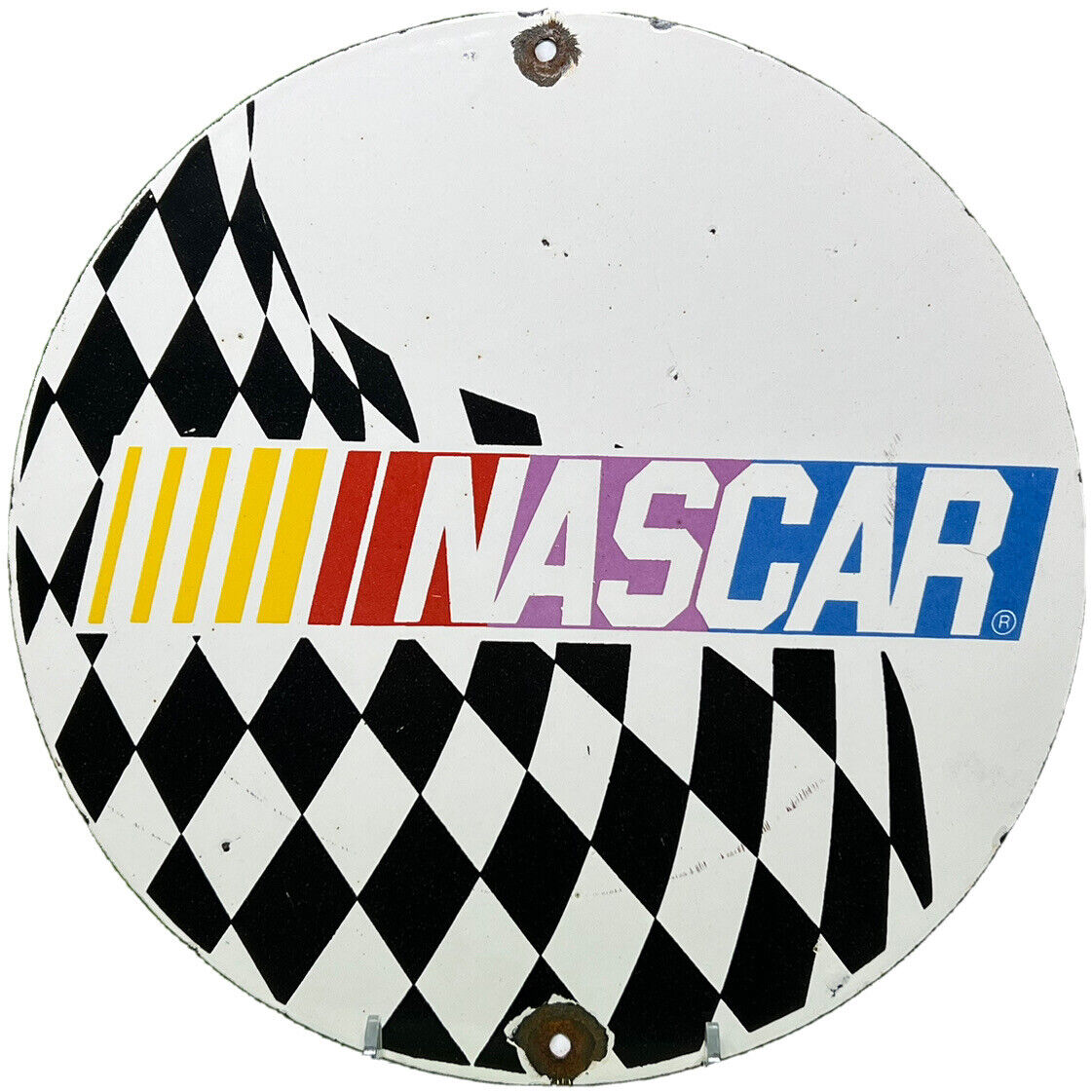 VINTAGE NASCAR PORCELAIN RACEWAY GAS STATION MOTOR OIL STOCK CAR AUTO RACING