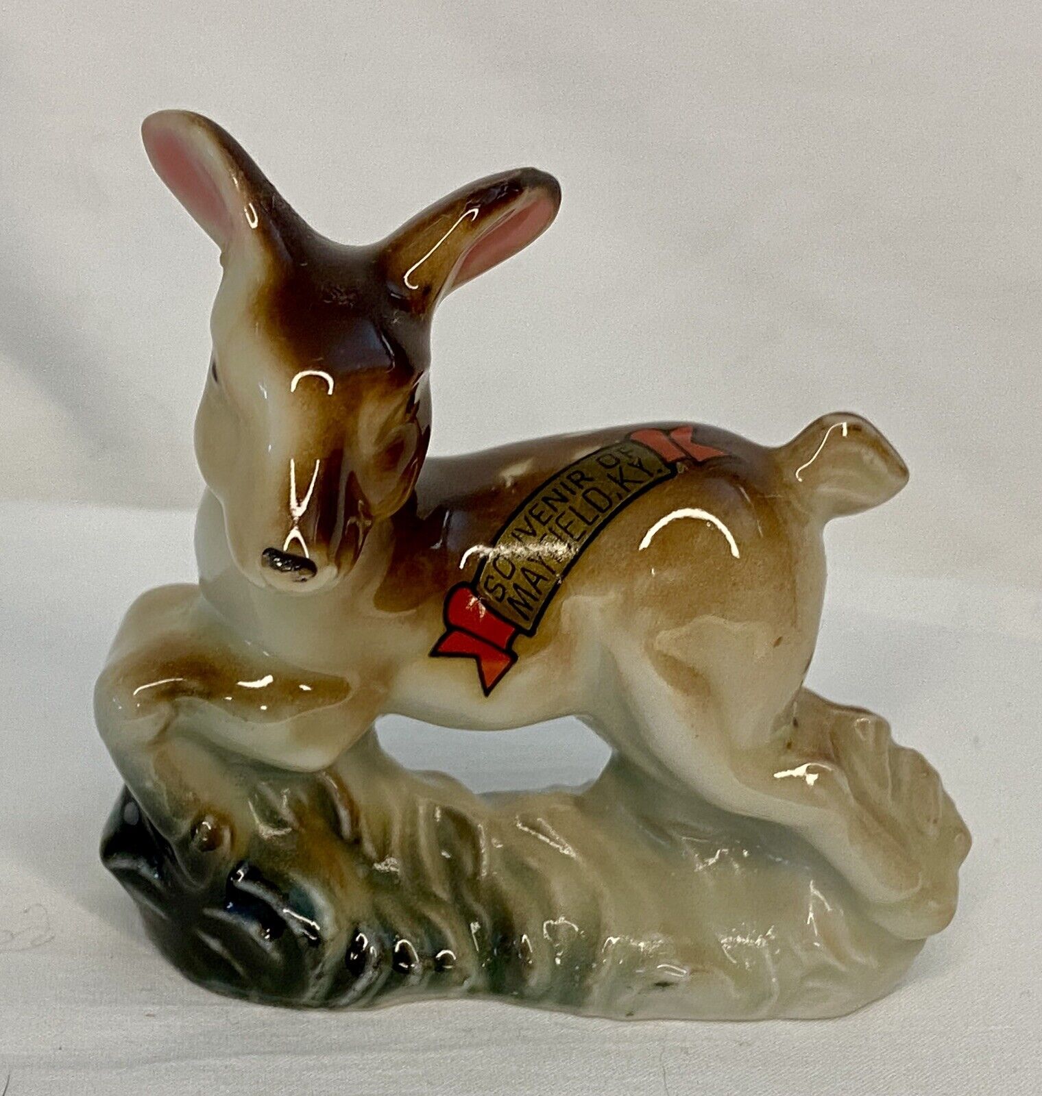 Vintage Miniature Porcelain Fawn Deer Figurine Laying Down Japan Mayfield KY