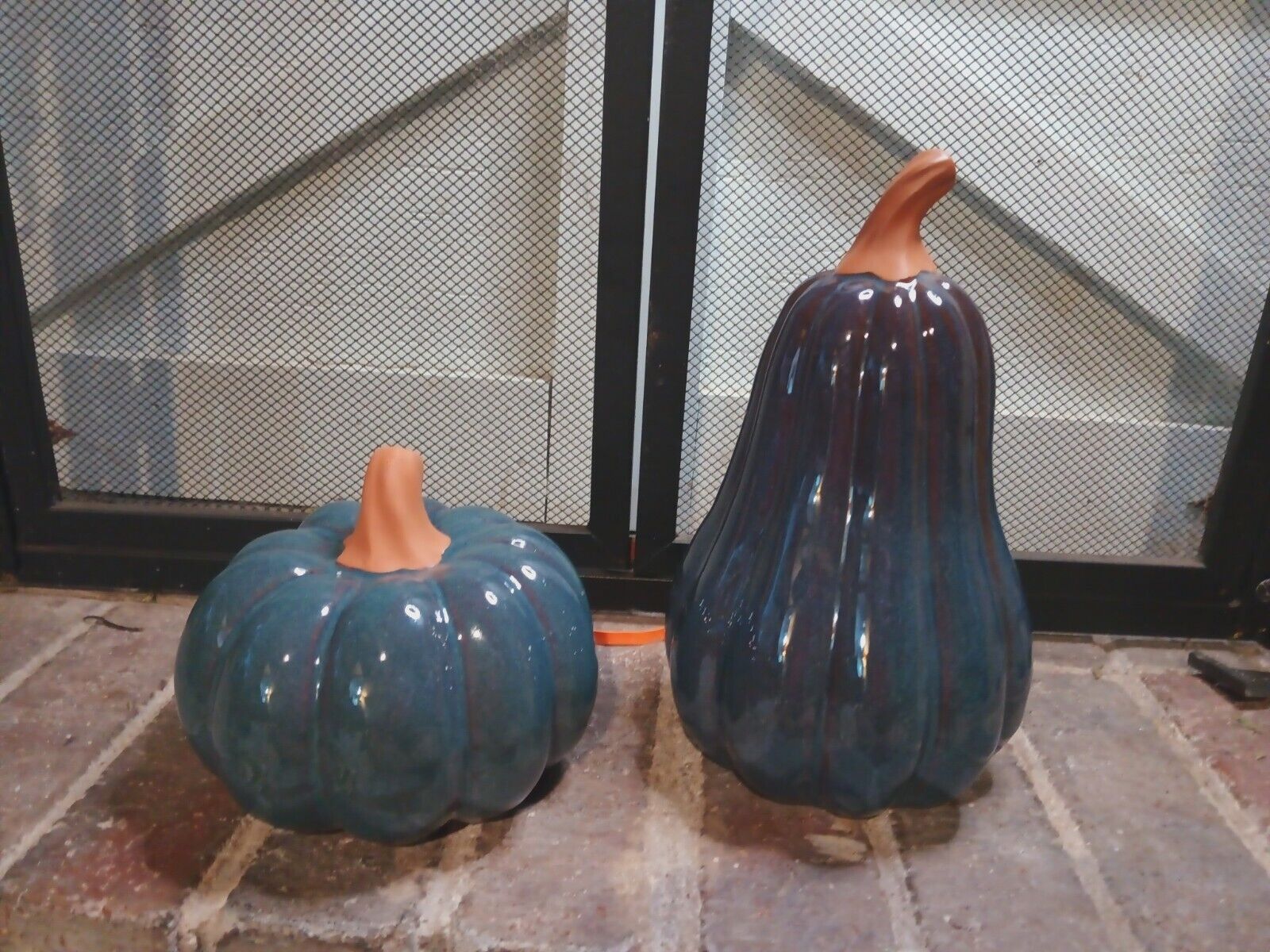 Beautiful Ceramic Blue Glazed Pumpkin Set
