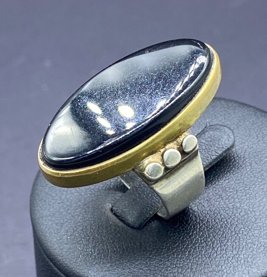 Stunning Old Beautiful Natural Yemeni Agate Solid Sliver Ring From Central Asia