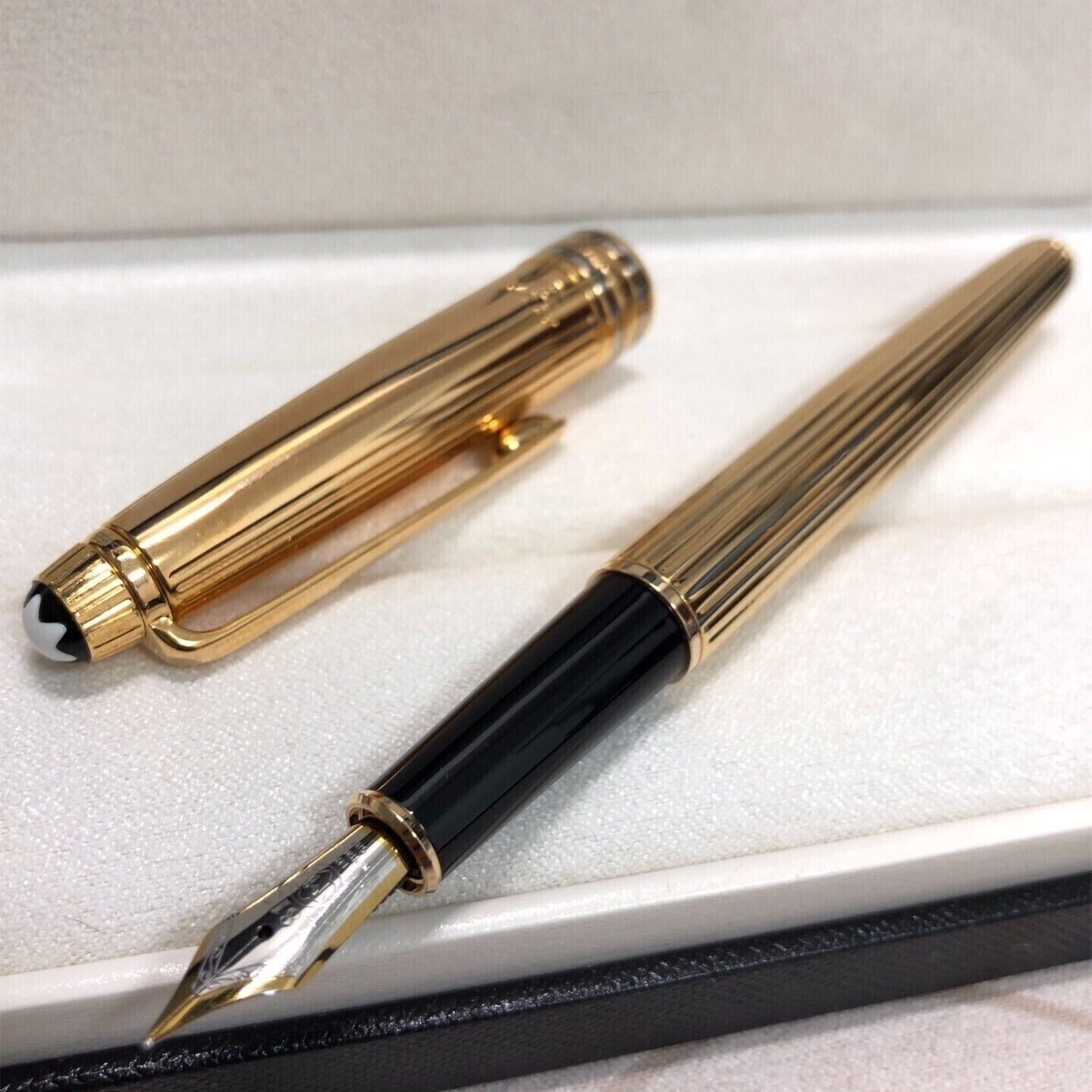 Luxury 163 Metal Series Stripes Gold Color 0.7mm nib Fountain Pen NO BOX