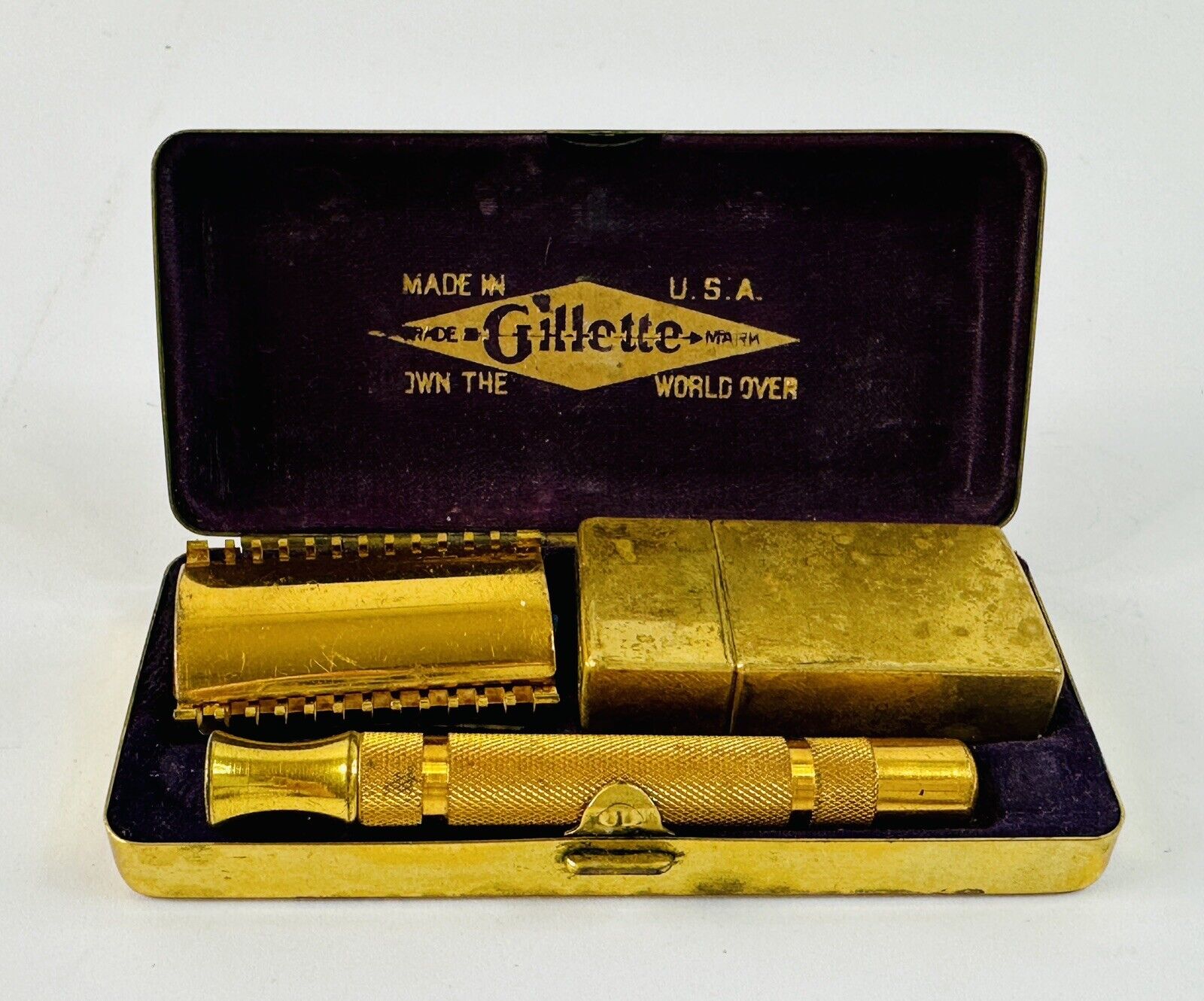 Antique 1920’s Gillette Cambridge Patent Pending Safety Razor Set w/NOS Blades