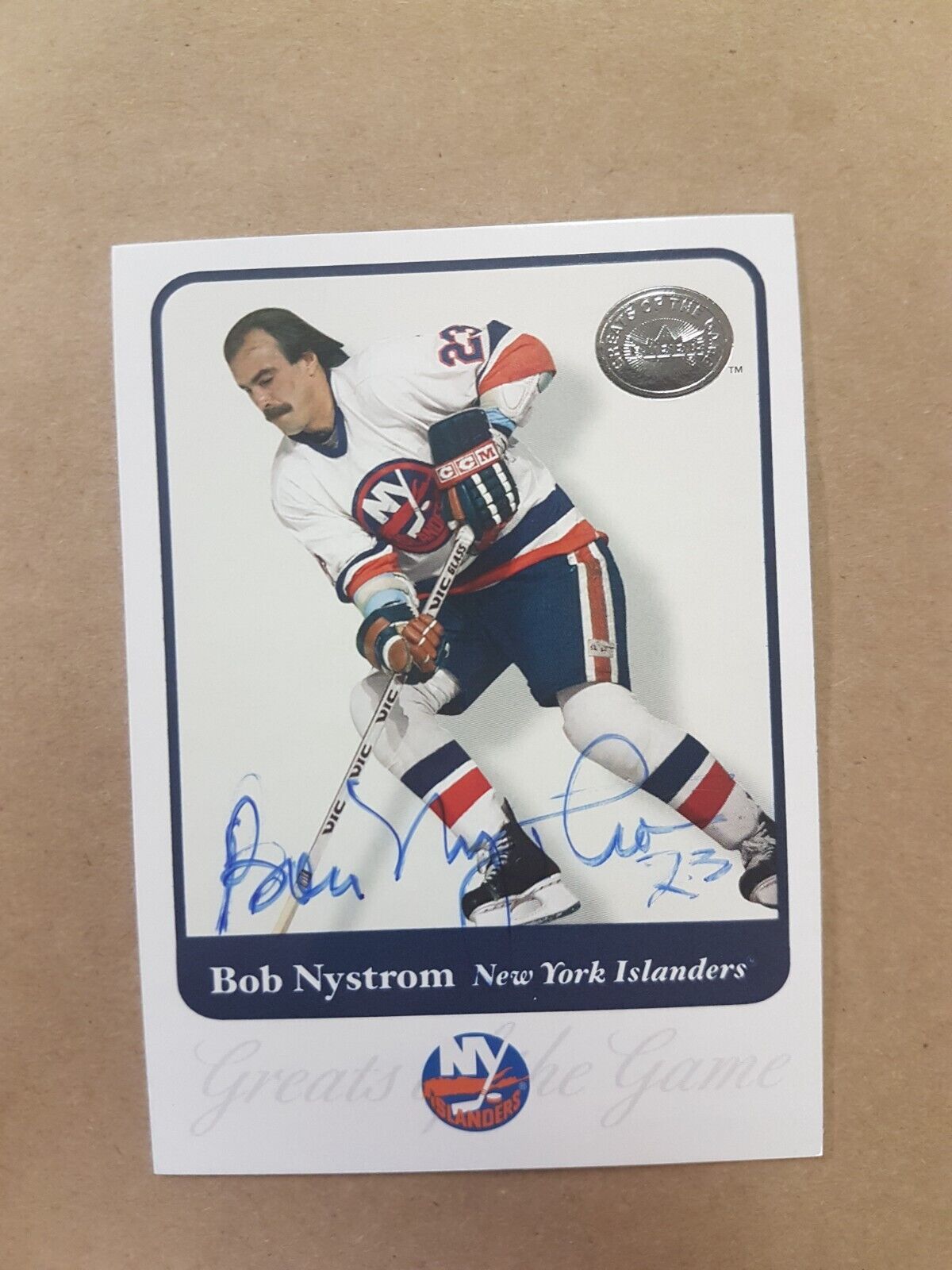 Bob Nystrom NY Islanders Autograph Card Signed Hockey Fleer 2001 4 COA