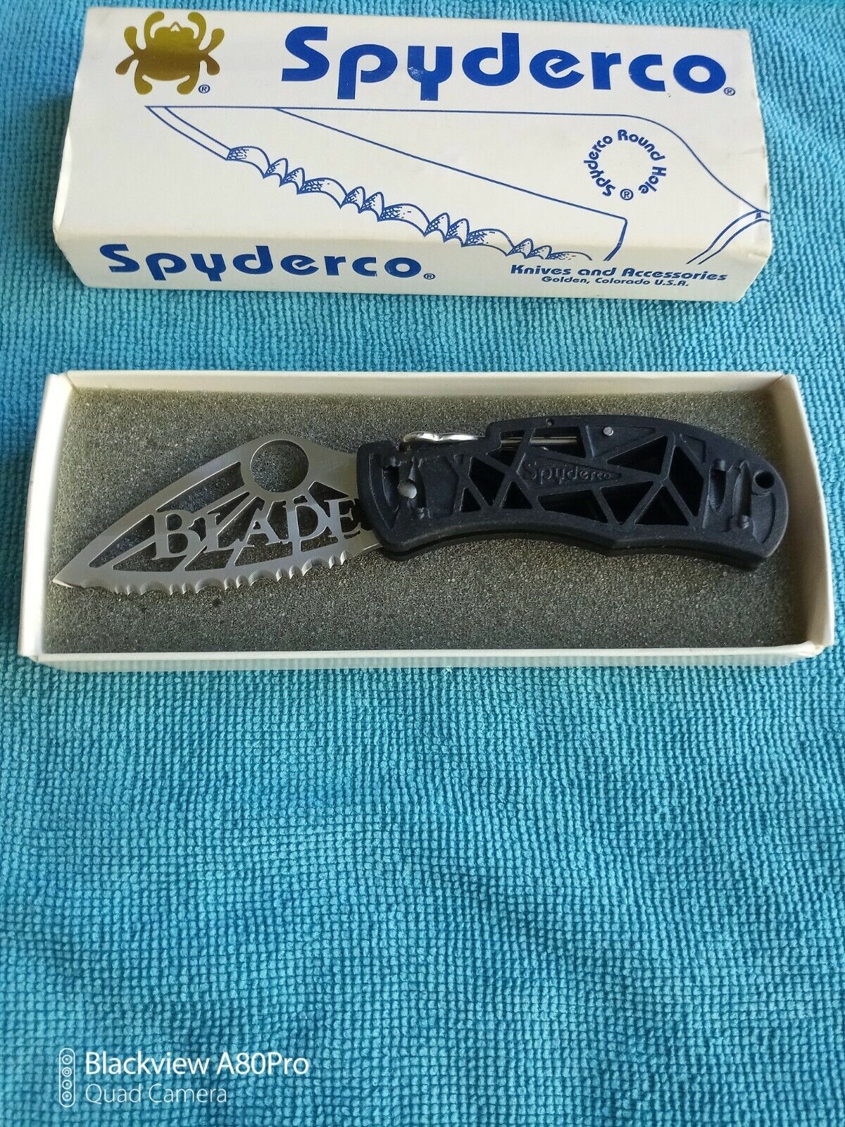 SPYDERCO C35 Q KNIFE WITH SPIDER WEB CUT OUT BLADE LOGO ULTRA RARE