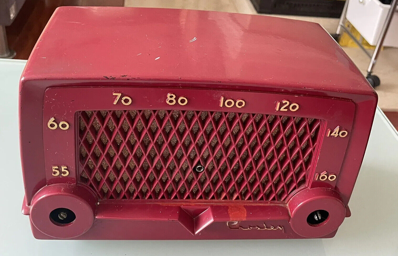 Vintage CROSLEY Model E-10-RD Red Tabletop Tube Radio- For Parts