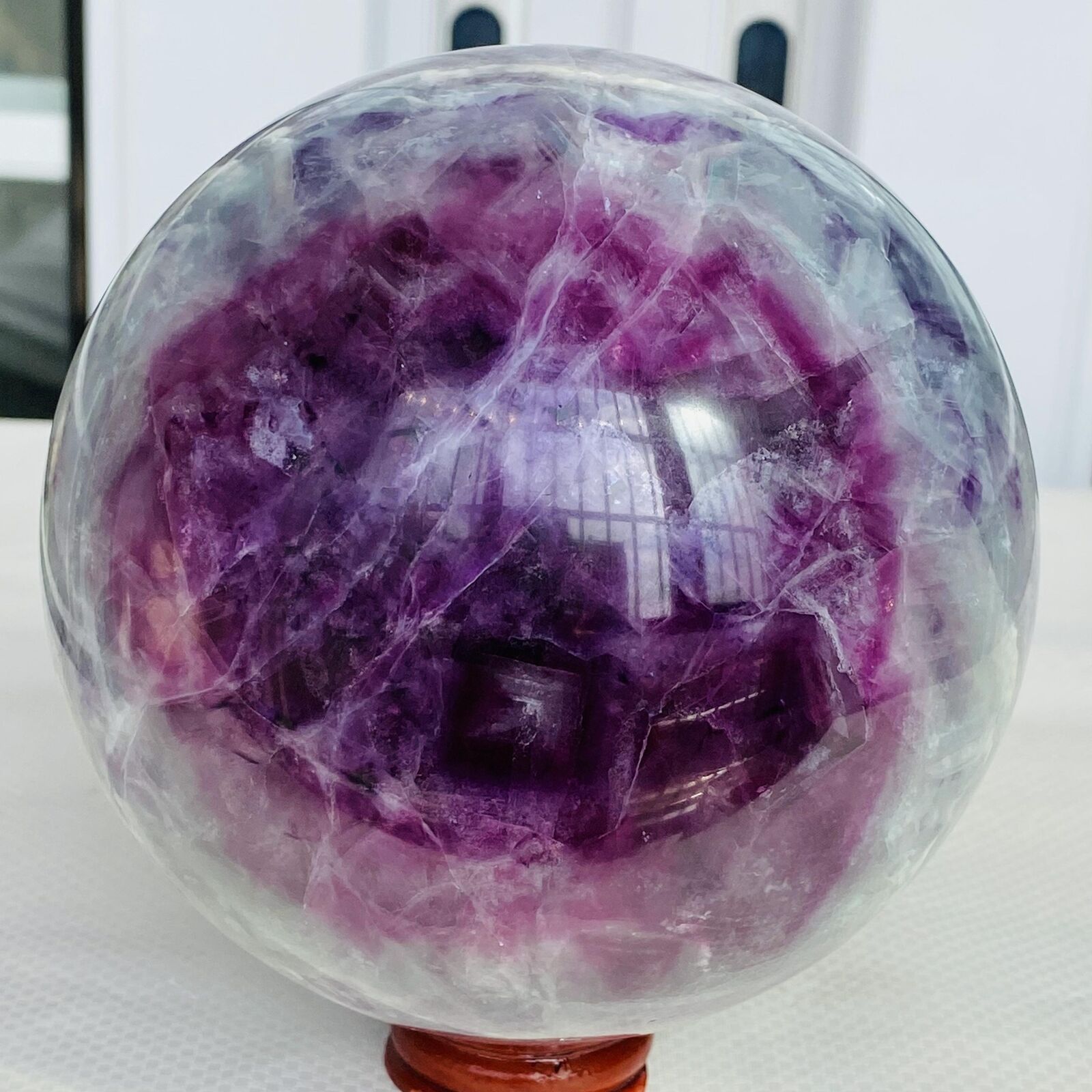 2800G Natural Fluorite ball Colorful Quartz Crystal Gemstone Healing
