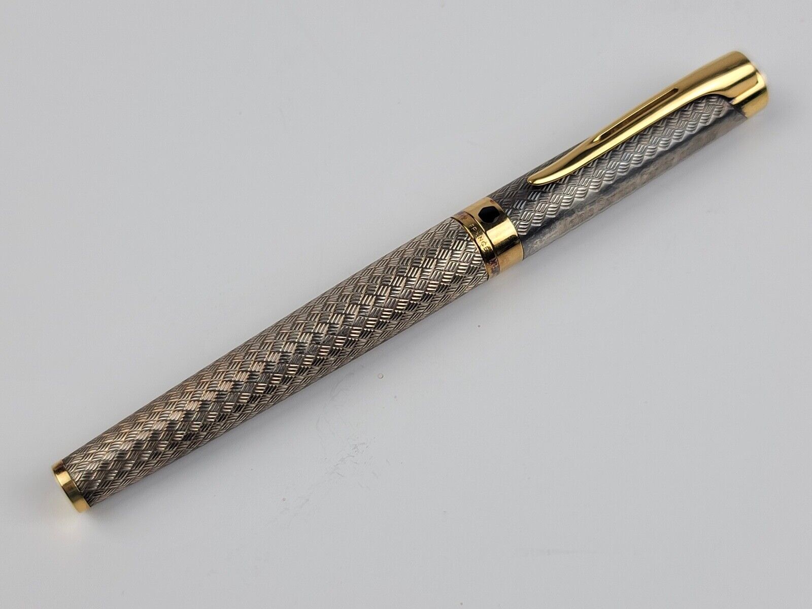 Waterman L`Etalon Sterling Silver Gold Basketweave Ballpoint Pen Tested Engraved