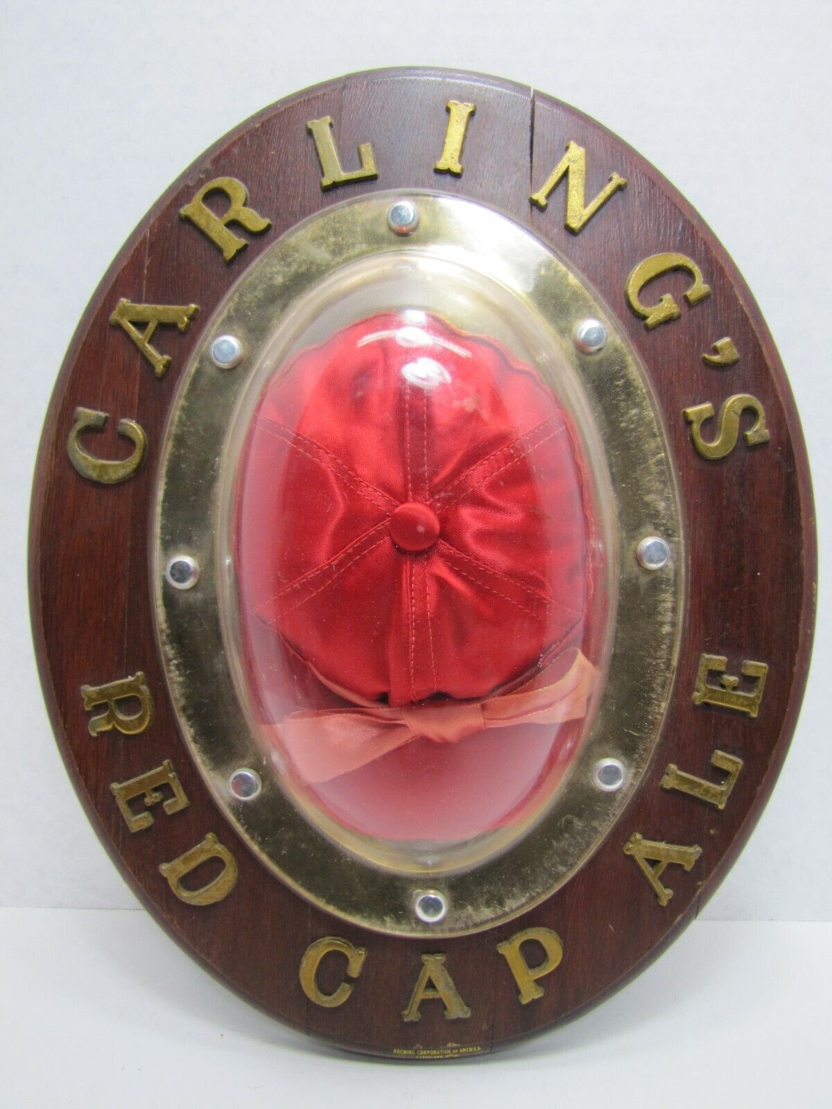 CARLING'S RED CAP ALE Sign Old RHTF Version Wood Planks Raised Letters Plym Co