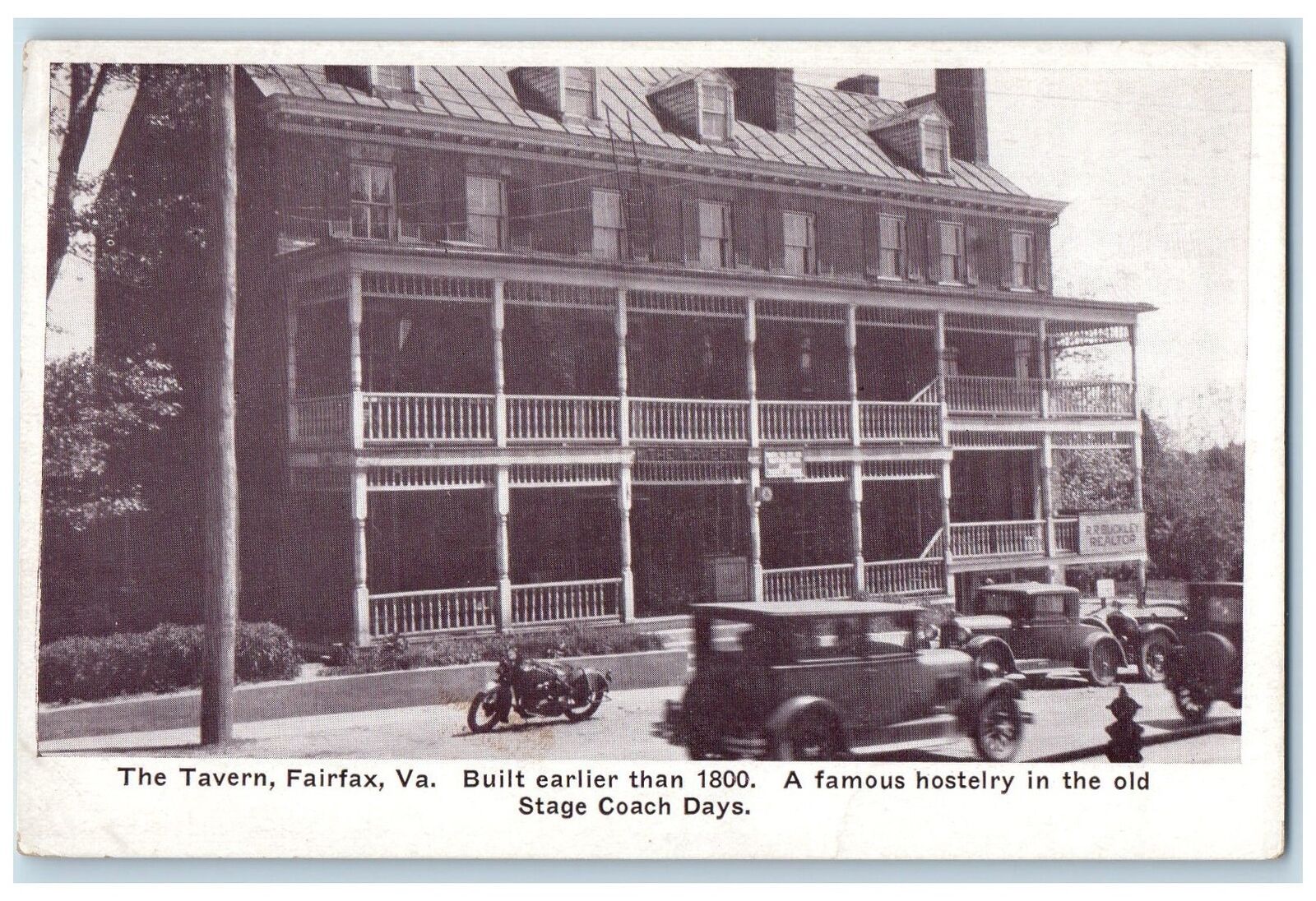c1920's The Tavern Built Earlier 1800 Famous Hostelry Fairfax Virginia Postcard