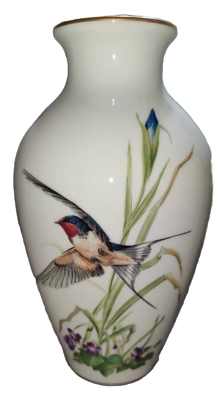 VTG Meadowland Bird Vase Basil Ede Limited Edition 1980 Franklin Porcelain Japan