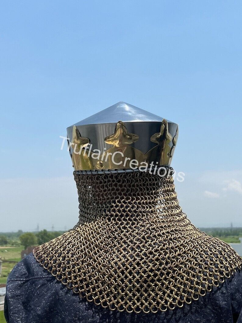 Monty Python King Arthur Royal Helmet with Chain Mail Armor Helmet SCA LARP