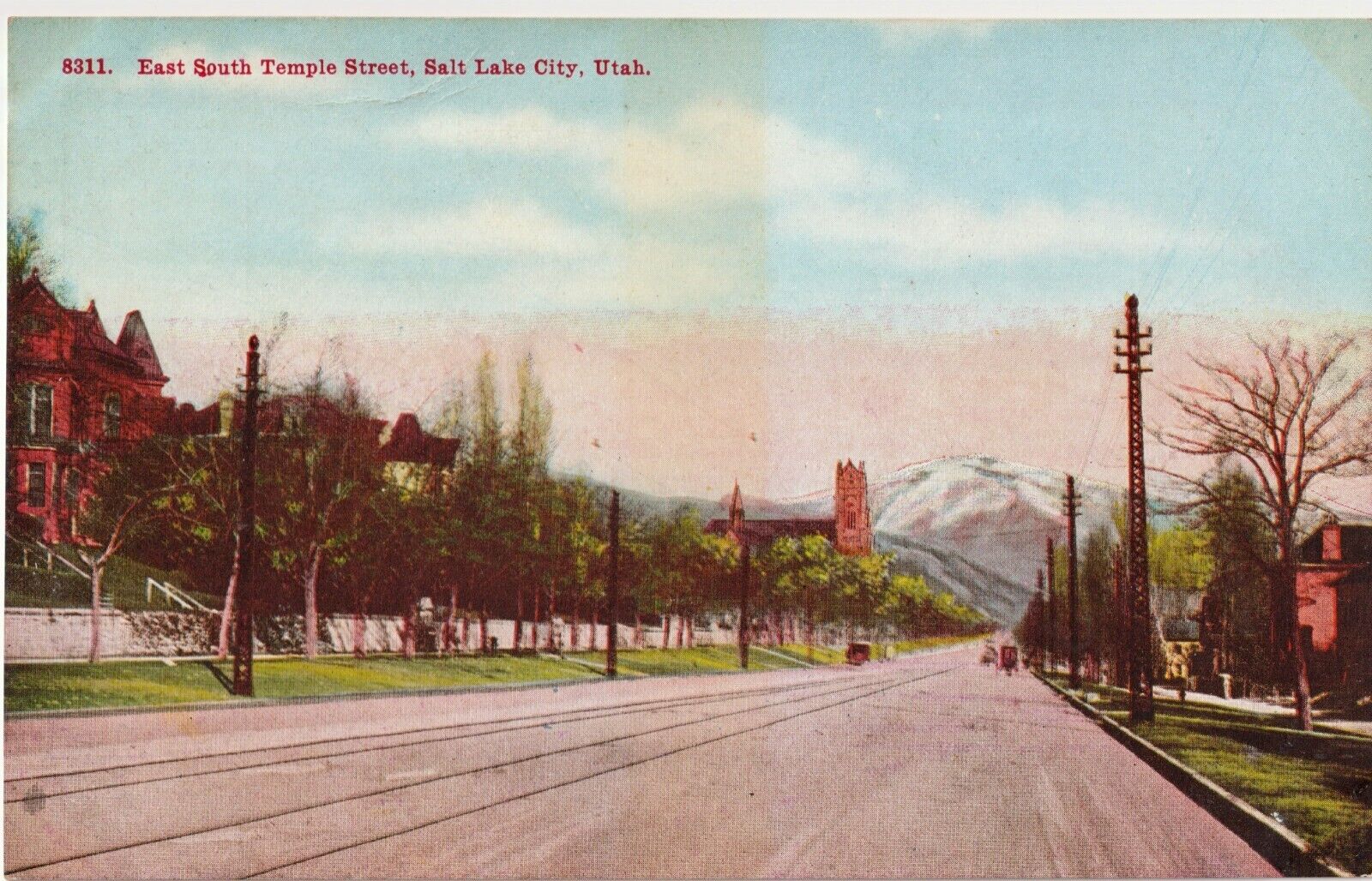 East South Temple Street View, Salt Lake City, Utah UT antique unposted postcard