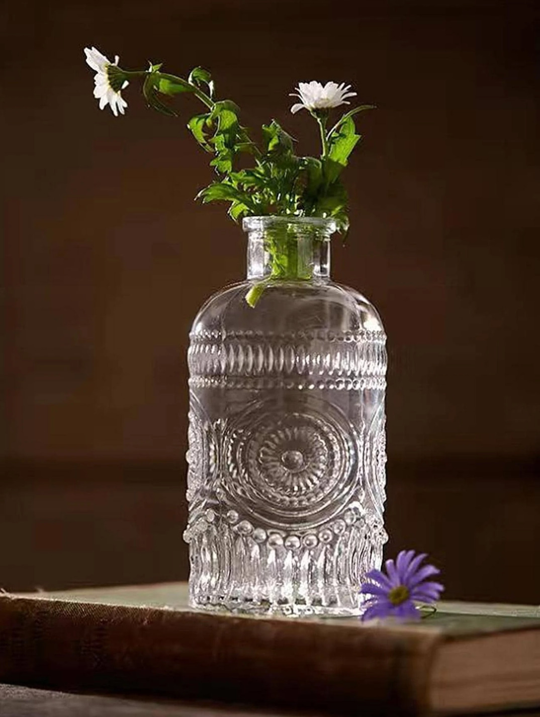 Transparent Retro Exquisite Roman Glass Vase Decorative Bottle Home Decoration