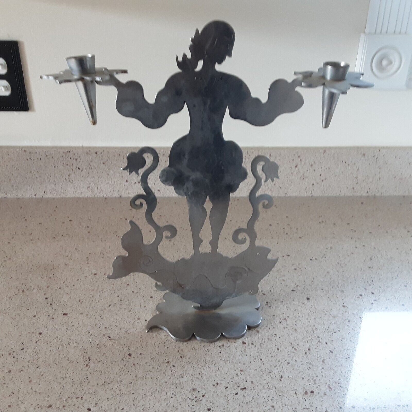 Vintage Amy Hess Signed Steel Sculpture Candle Holder Circus Performer ~ 14\