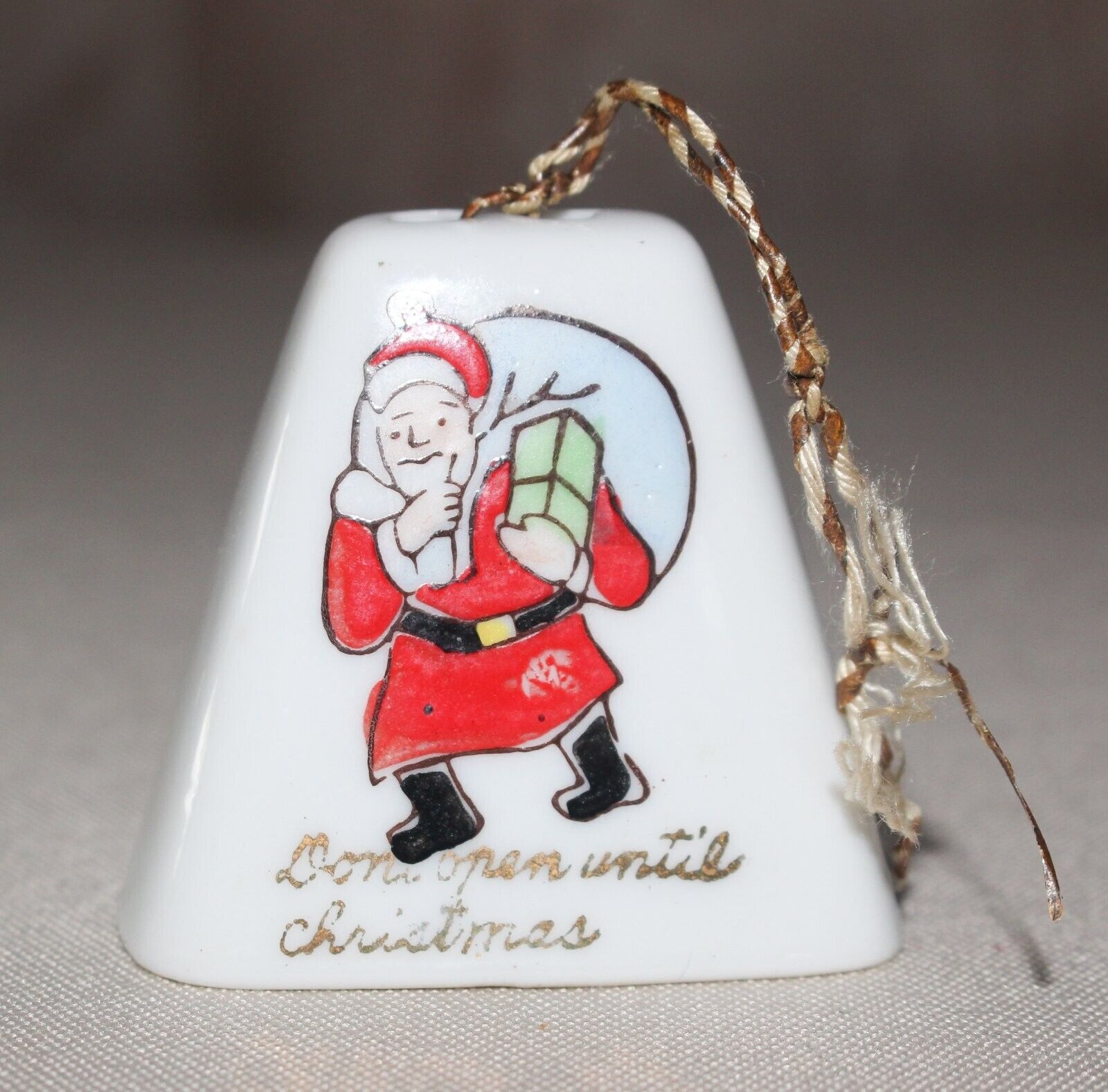 Vintage 1993 Miniature Porcelain Bell Christmas Ornament Santa 1 ½” x 1 ½” Japan