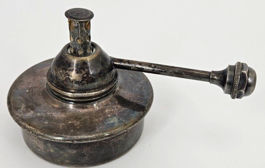 Antique Silver Plate Kerosene Torch Table Lighter~Cigar~Desk Lamp~Dark Academia