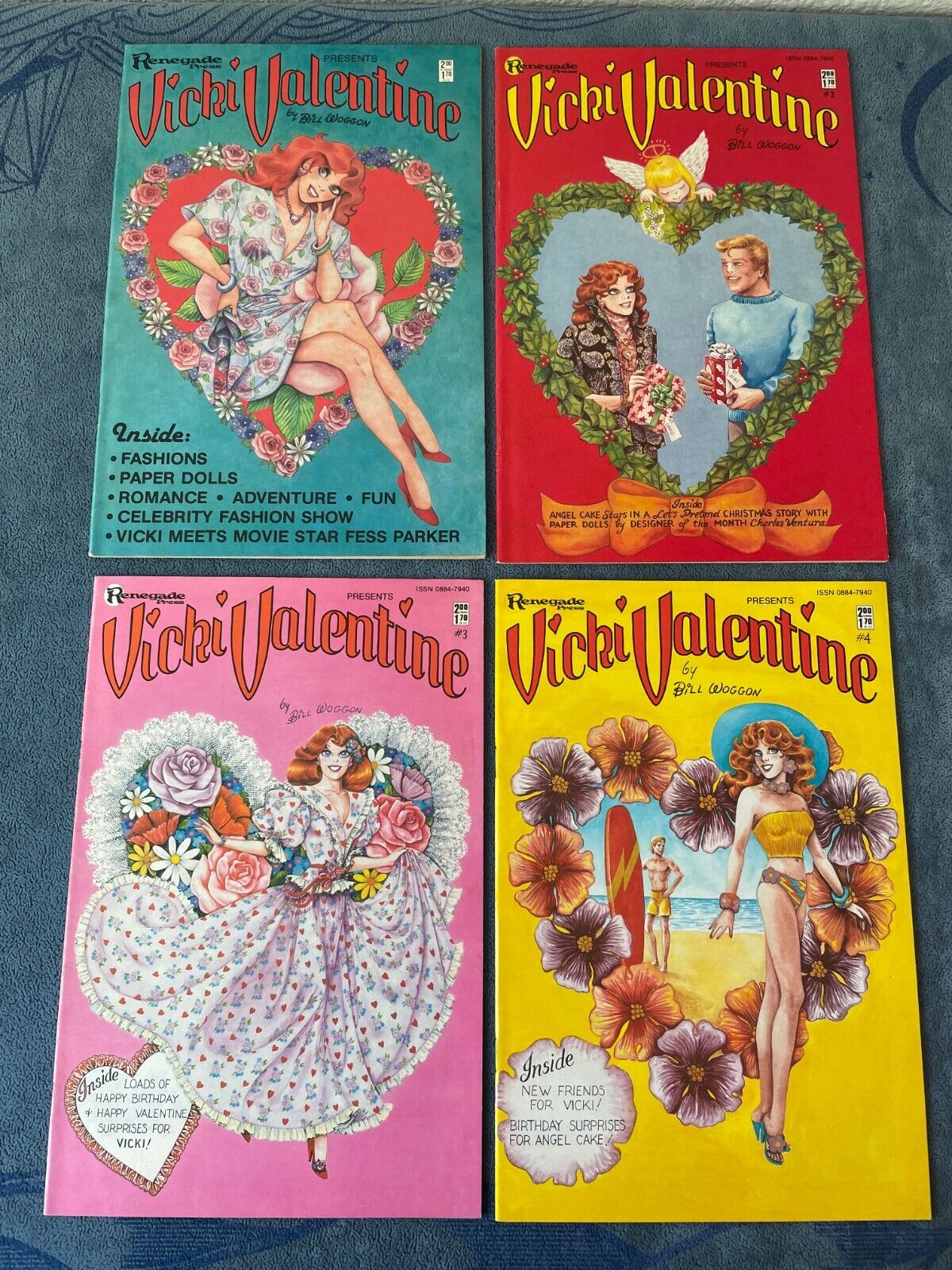 Vicki Valentine #1-4 Renegade Press Complete 1985 Comic Book Lot GGA Woggen VF