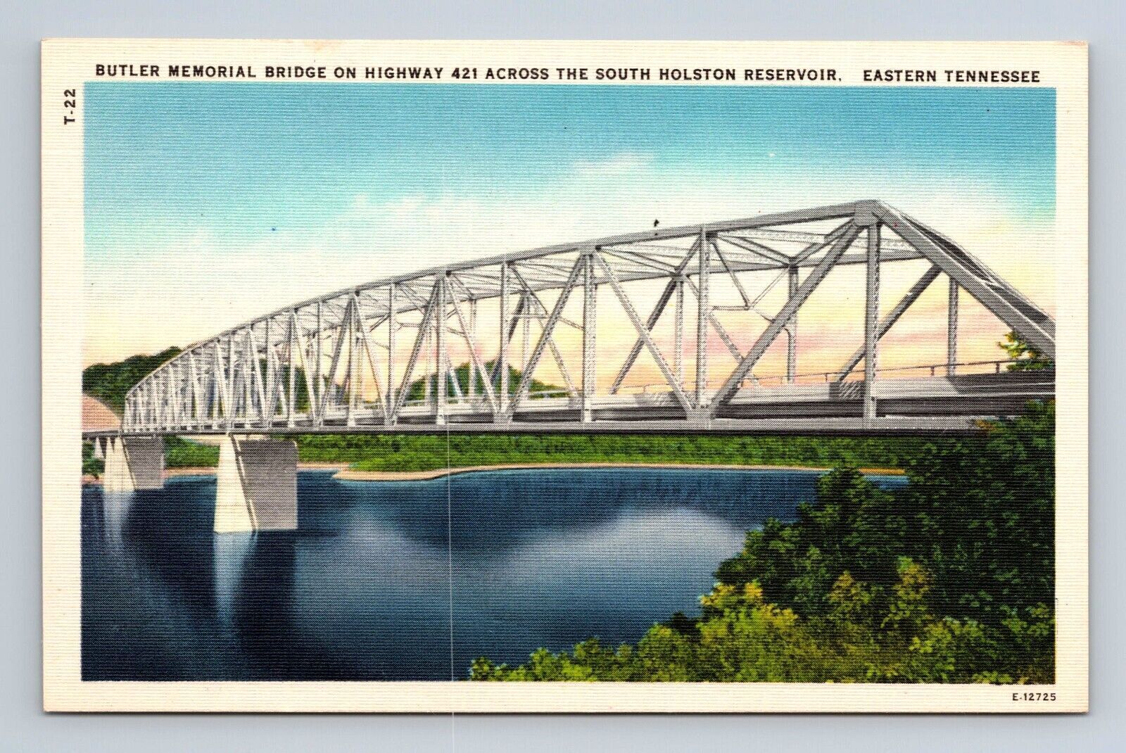 Butler Memorial Bridge Hwy 421 South Holston Reservoir East TN Postcard Linen