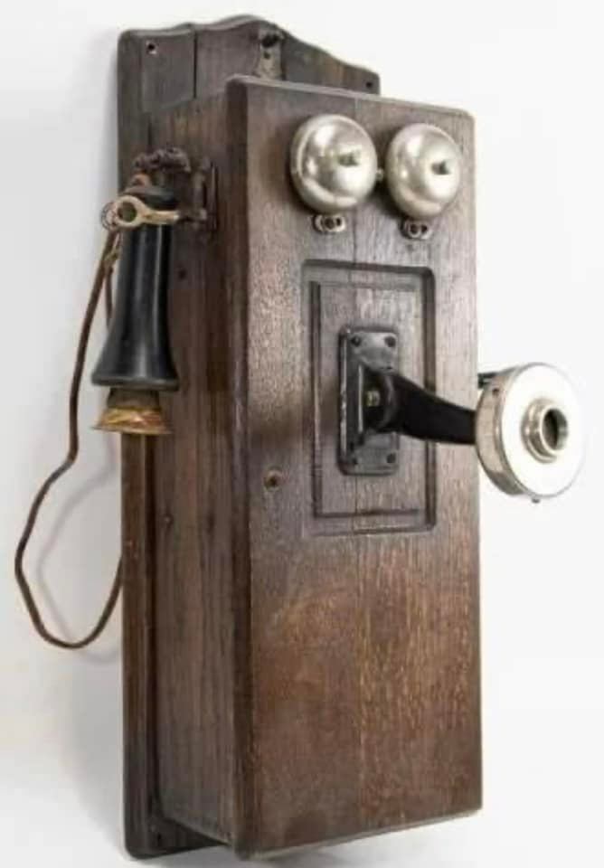 Antique Telephone, Oak Wall, 20th C., Back to the Good Old Days