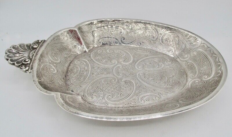 Barker Ellis Engraved Silverplate Serving Tray With Shell Handle