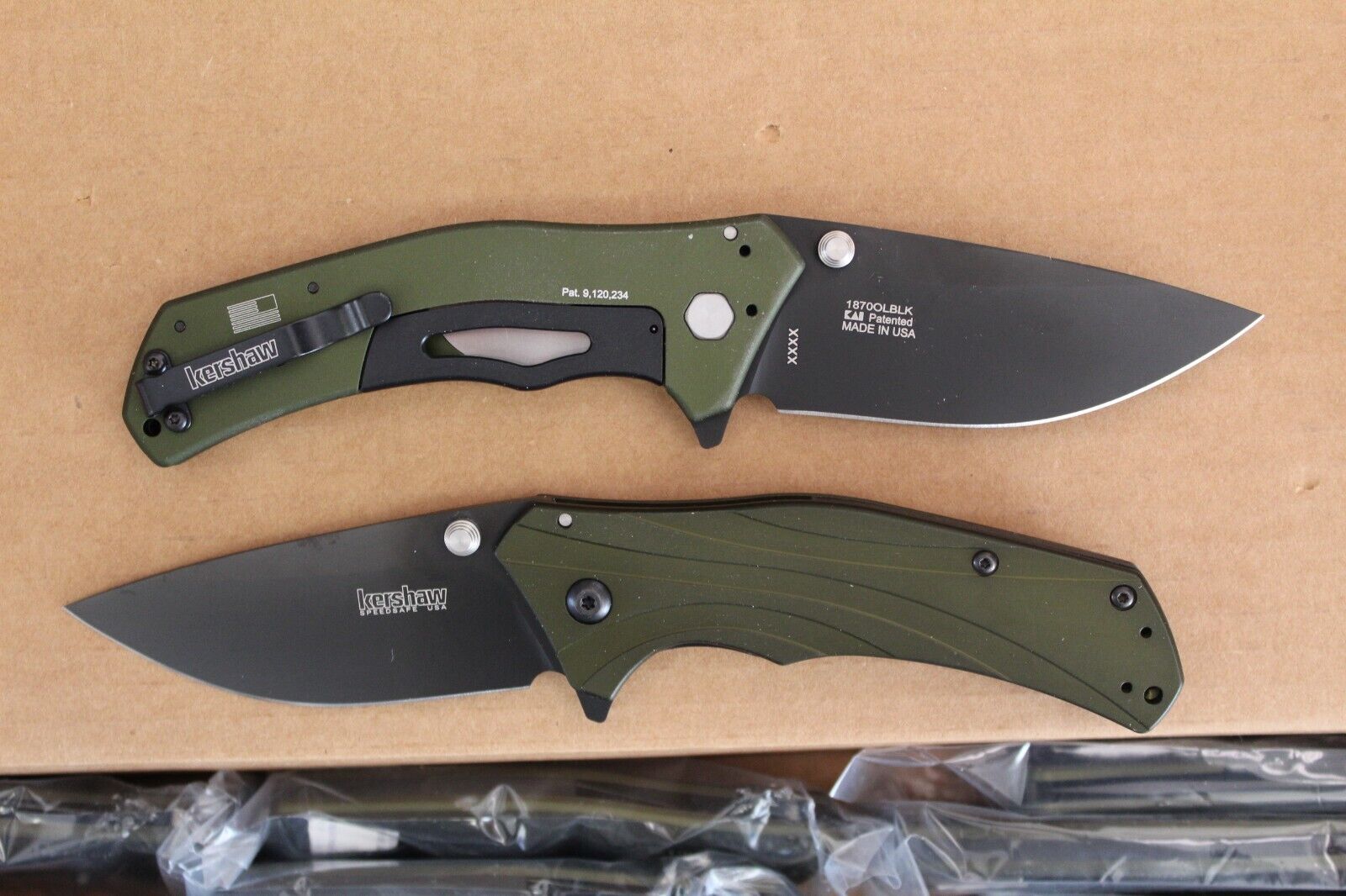 Kershaw 1870OLBLK Olive Knockout, Assisted Opening, Brand New Blem, Discontinued