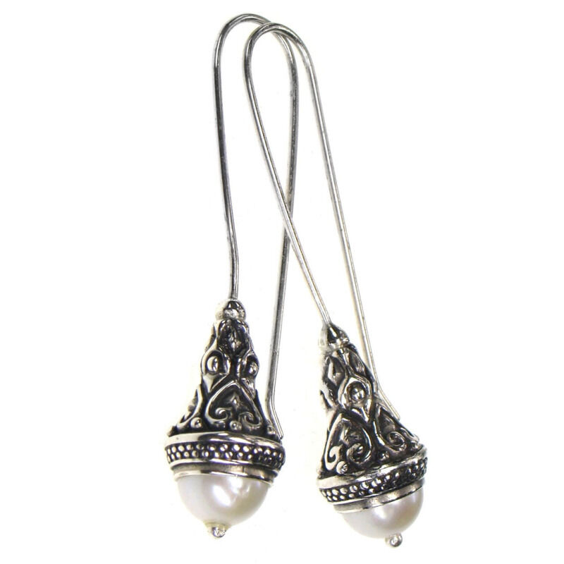 Gerochristo 1383 ~  Medieval-Byzantine Earrings- Sterling Silver & Pearl