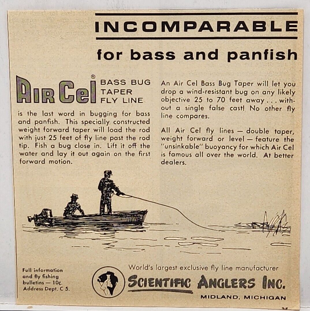 1964 Scientific Anglers Fly Line Bass Panfish Fishing Print Ad Midland Michigan