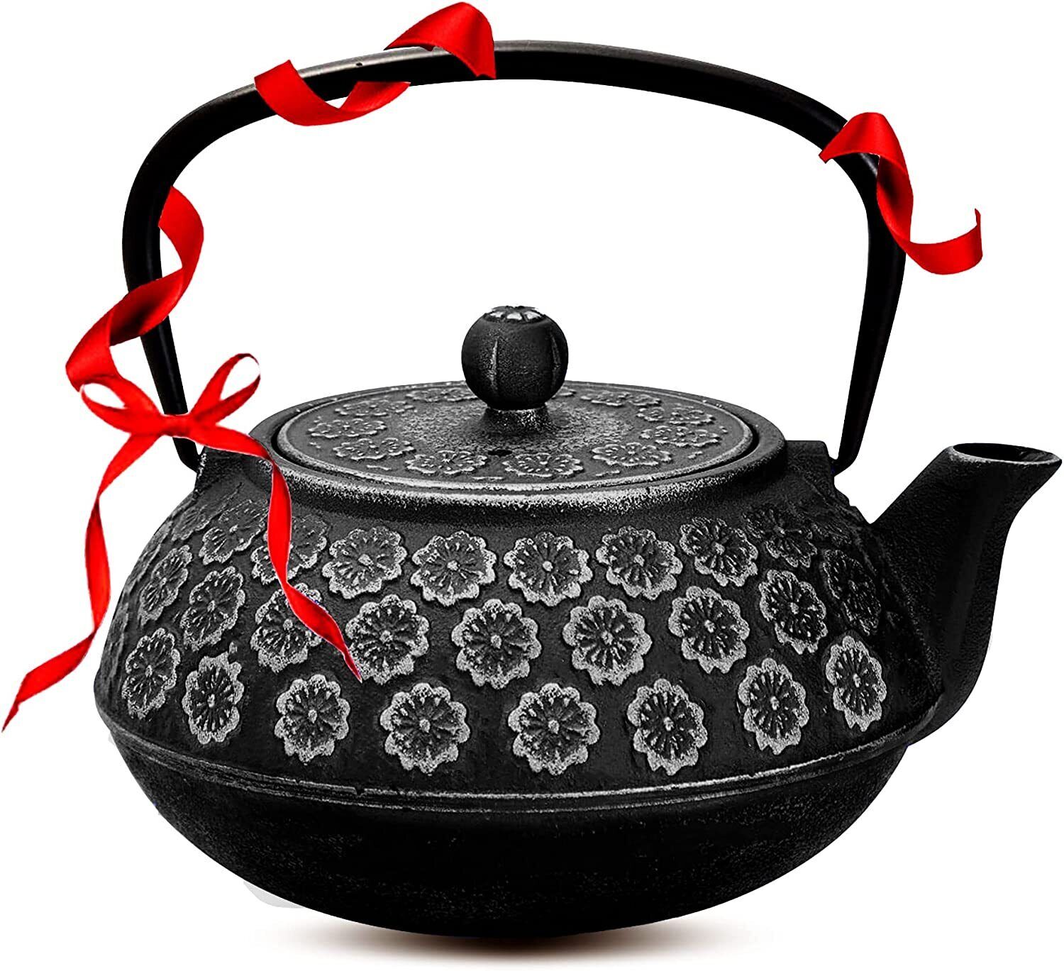 Resveralife Japanese Cast Iron Teapot Black Iron Tea Pot with Infuser
