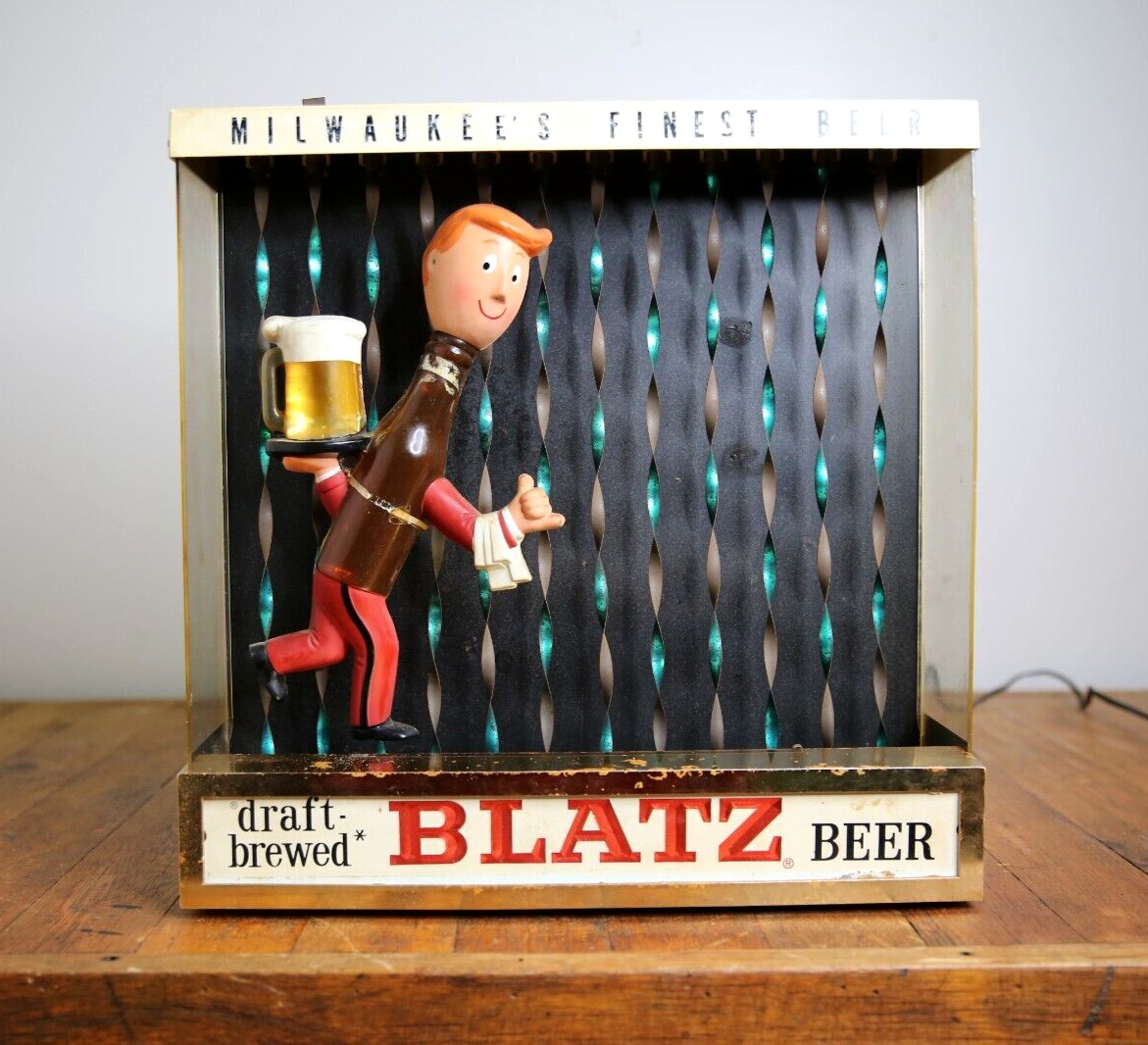 VINTAGE 1960\'S BLATZ BEER MOTION SIGN DISPLAY MID CENTURY BAR LIGHT WORKS