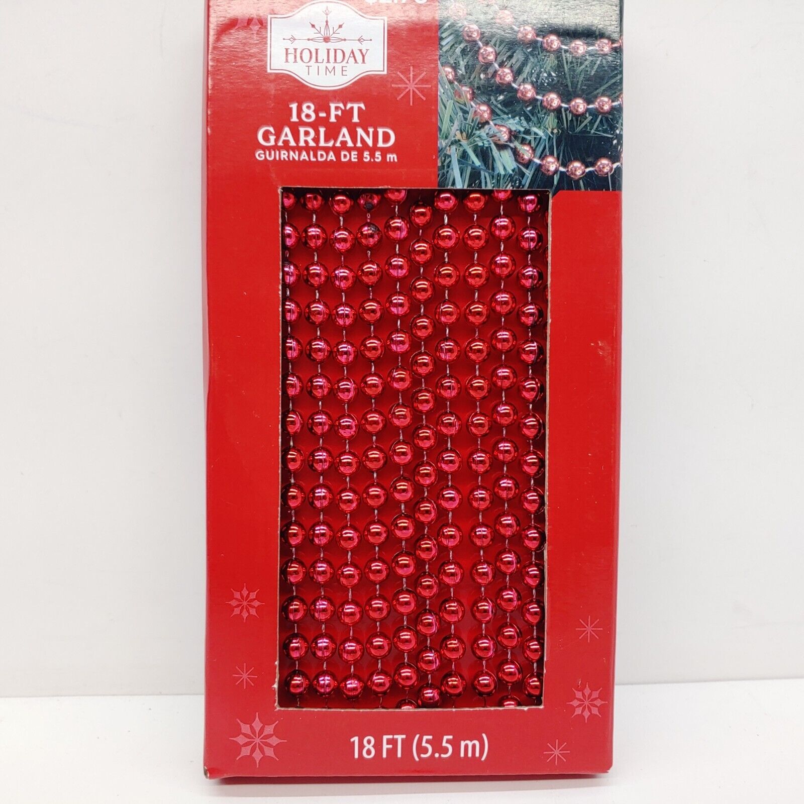Holiday Time Shiny Red Bead Garland 18 Ft Length