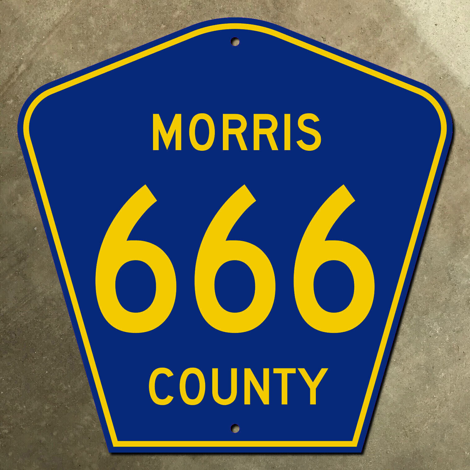 New Jersey Morris County NYC metro route 666 highway marker 1959 road sign 24x24