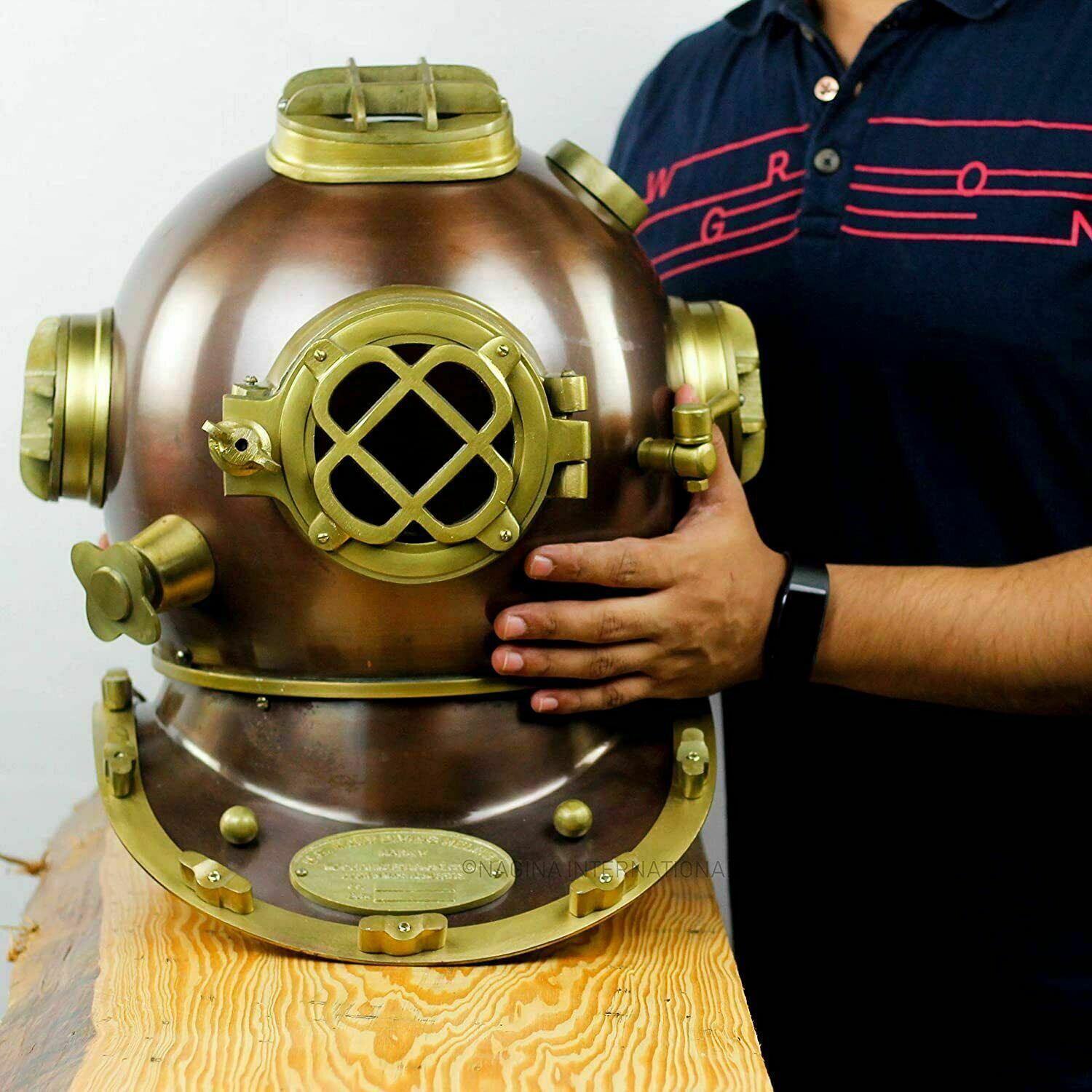 Antique U.S Navy Mark V Boston Divers Diving Helmet Scuba Full size Vintage Gift