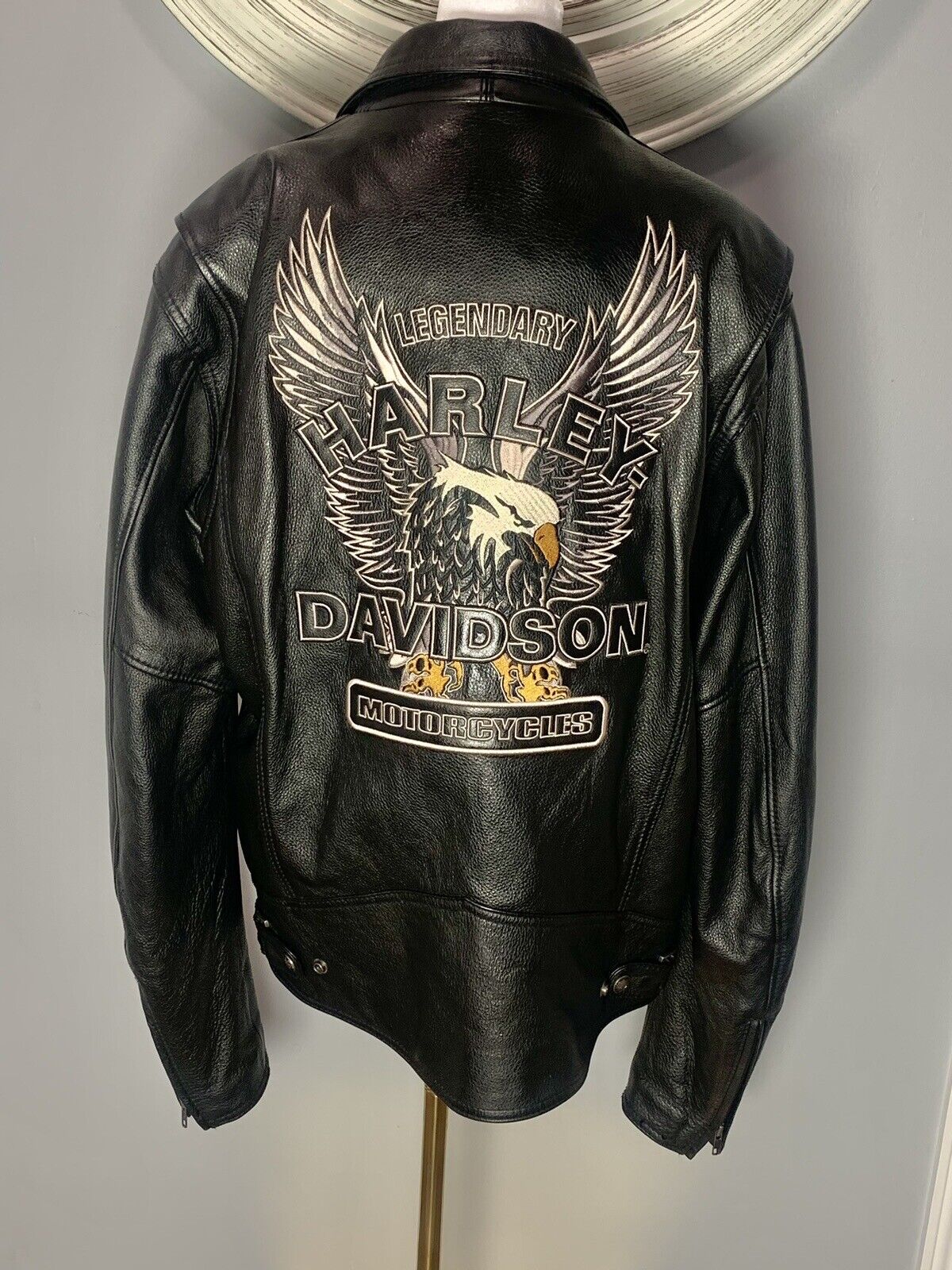 New W/O Tags Harley Davidson Men Leather Jacket Black Beautiful Size Tall Large