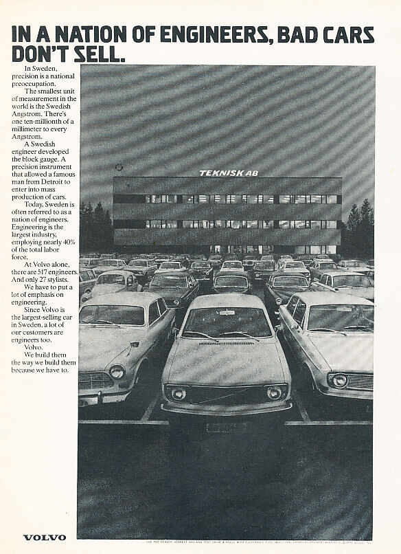 1972 Volvo 142 Engineer 144 Original Advertisement Car Print Ad J515