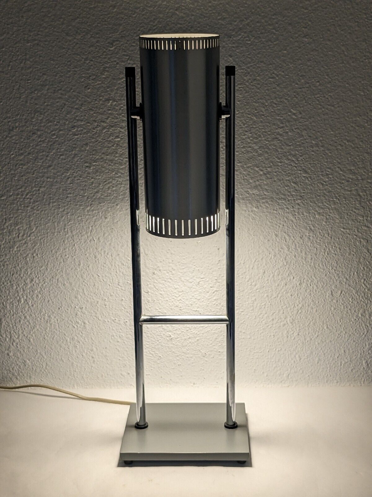 Vtg Trombone Jo Hammerborg Table Lamp for Fog & Mørup Chrome Brushed Steel MCM