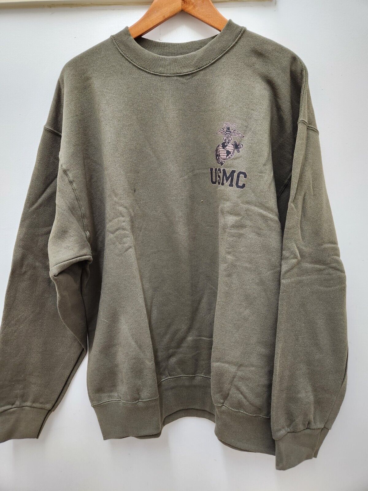 Military Issued USMC Green PT Sweatshirt with Logo-NEW
