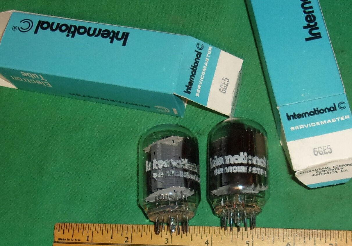 (2) 6GE5 Beam Power Tubes Int\'l Servicemaster by GE NOS w/Cartons
