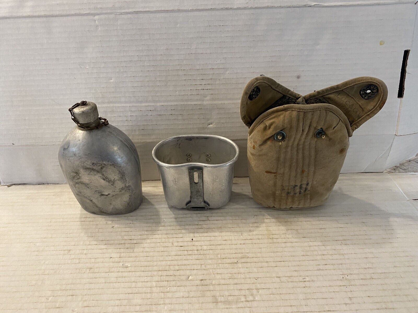 WWII US Army USMC A.G.M. Co. Aluminum 1942 Canteen & Cup W/ L.C.C.&Co Pouch