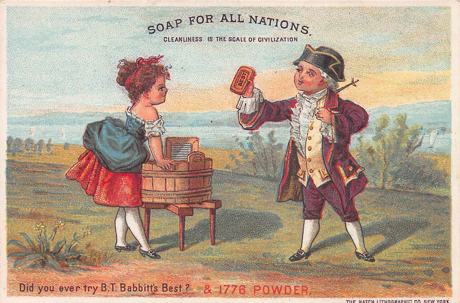 B.T. Babbitt\'s Best Soap & Laundry Powder Early Trade Card, Size: 83 mm x 126 mm