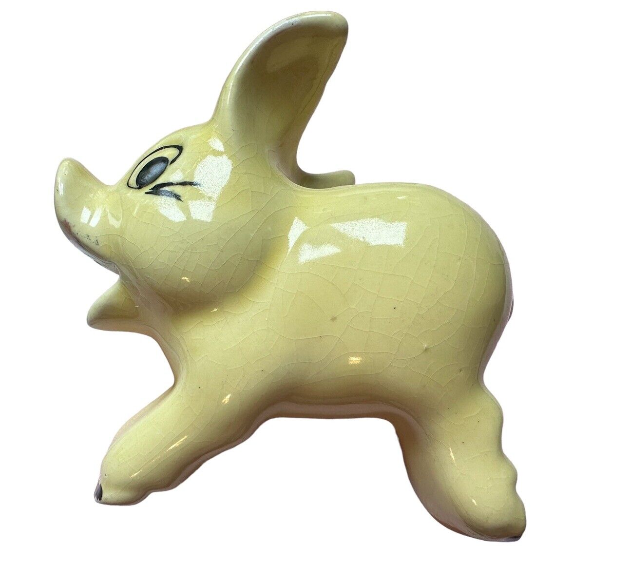 Morton Pottery Yellow Skedaddle Pig Wall Pocket Bank