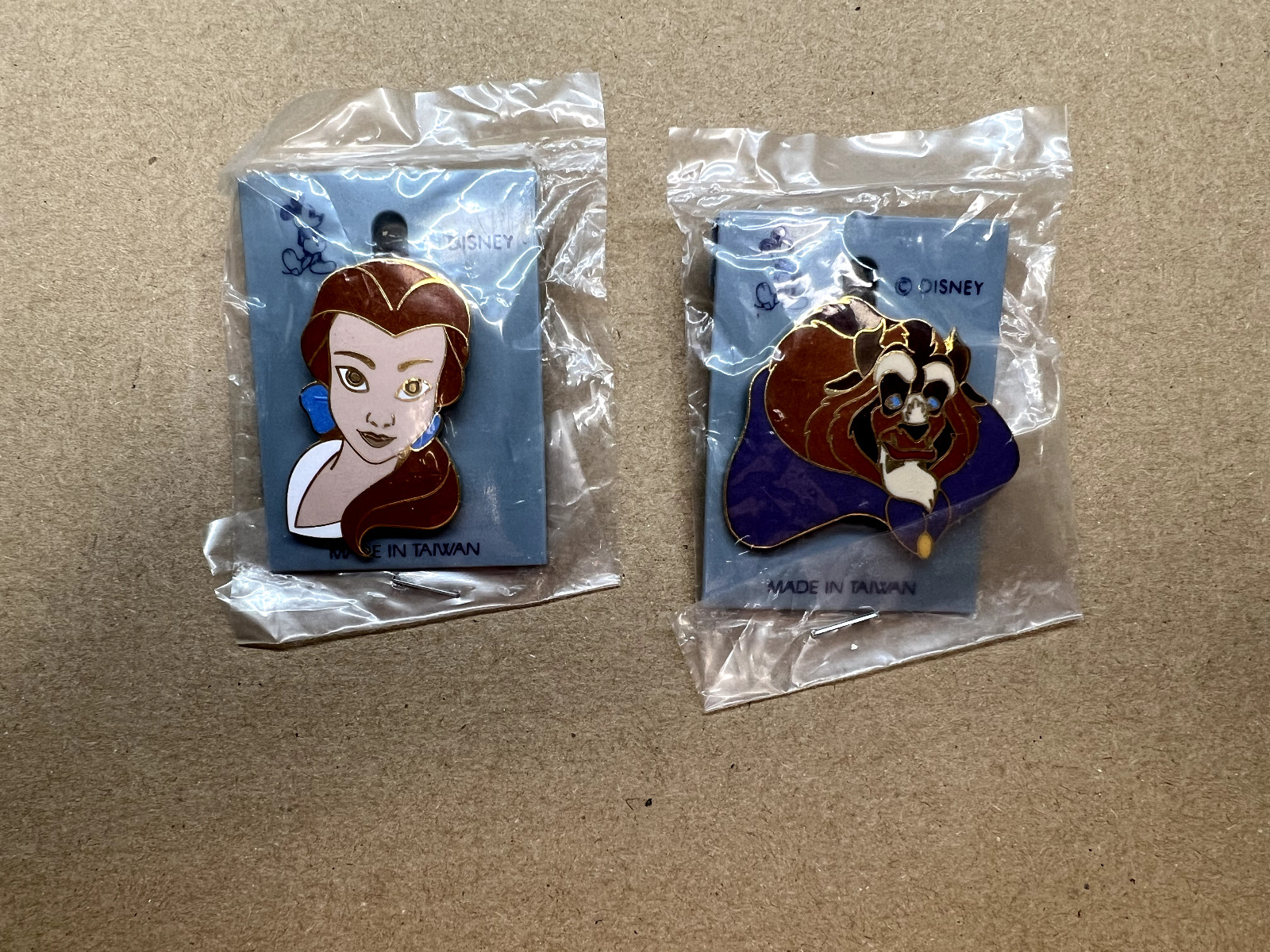 Beauty and The Beast Vintage Disney Pin Set New on card in package 1992 Belle