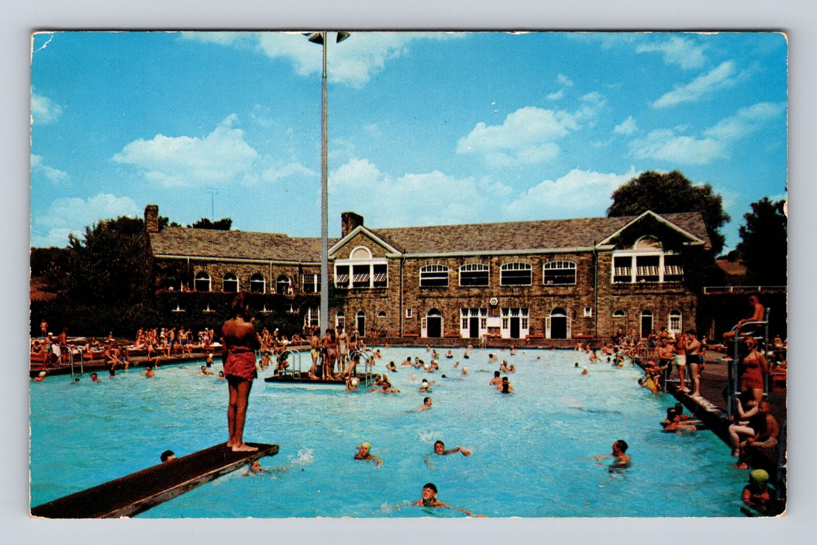 Wheeling WV-West Virginia, Swimming Pool, Crispin Oglebay Park, Vintage Postcard