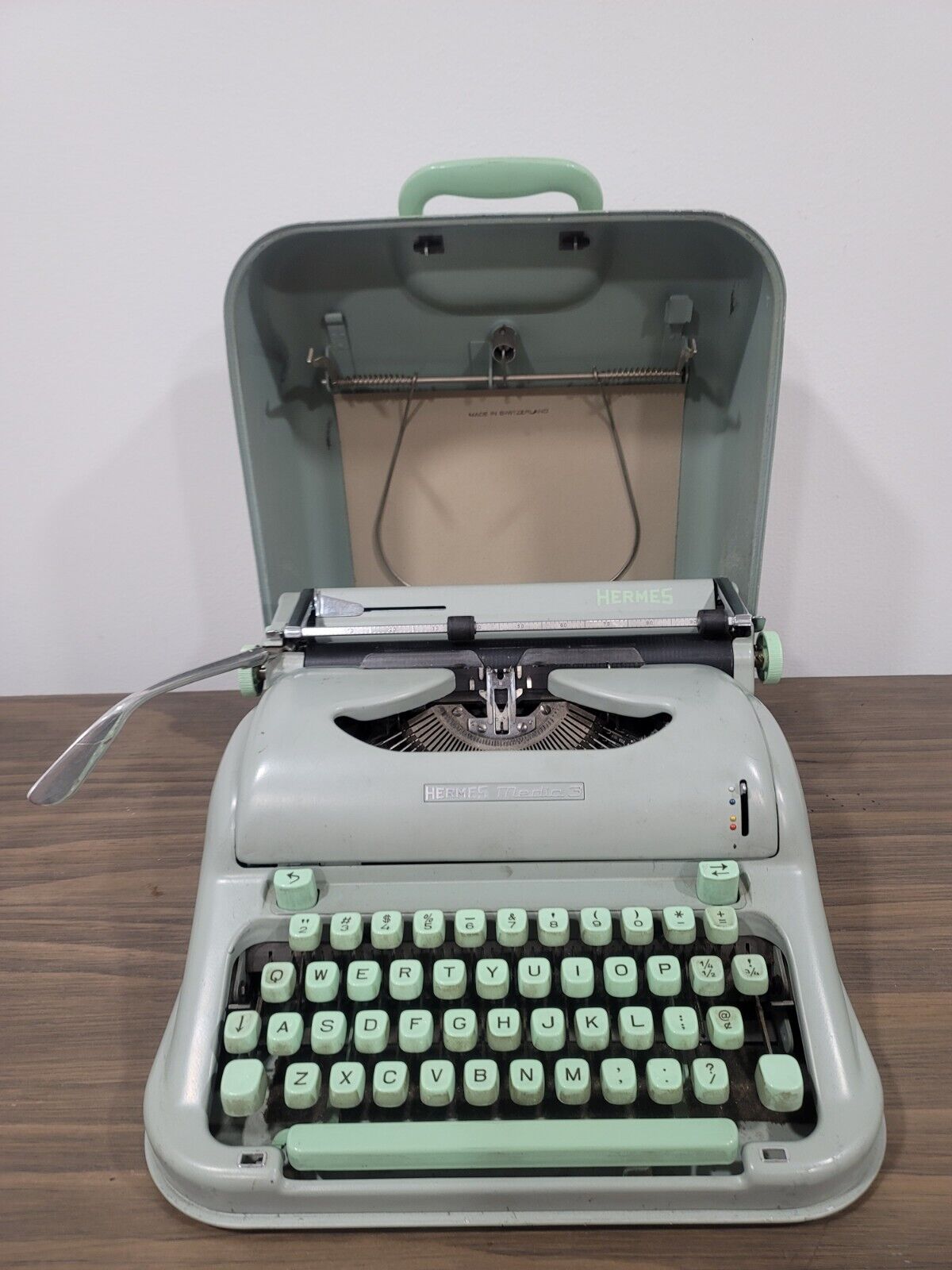 1963 Hermes Media 3 Typewriter, works, With Ribbon And Case