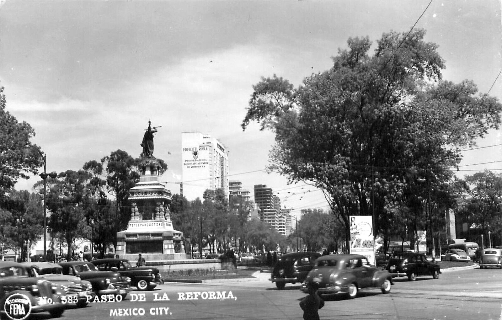 Paseo De La Reforma Mexico City Vintage Cars Vintage RPPC Unposted Postcard