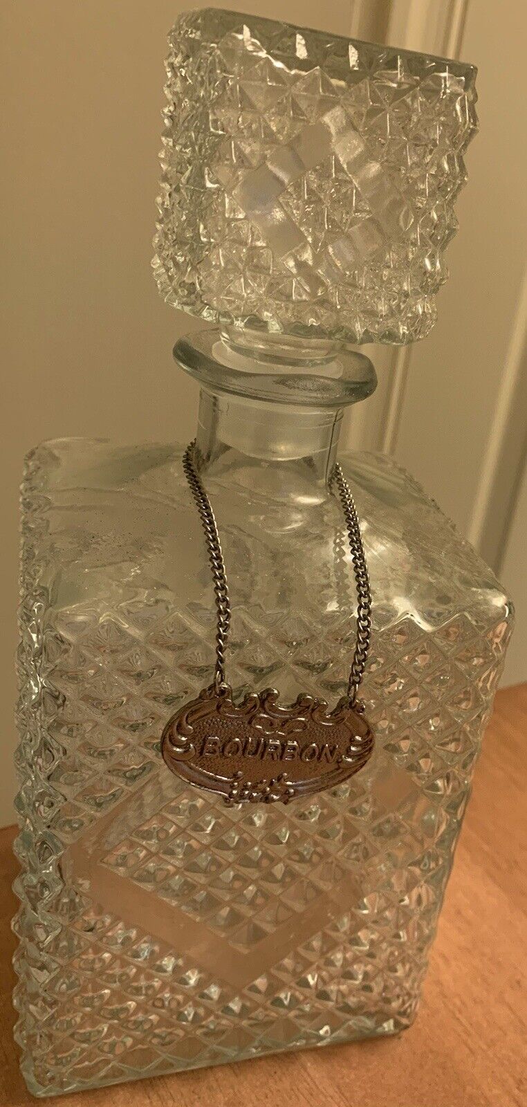 vintage 1960's textured square whiskey decanter with stopper